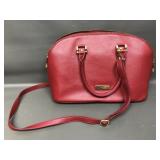 Joy & Iman Red Pebble Leather Xl Satchel Handbag