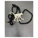 Xl 70's Avant-Garde Large Crystal Monkey Necklace