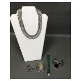 Signed C Sebiri Silver Cuff, Vtg Necklace & More!