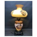 Vtg Style Hurricane Lamp With Floral Decorations