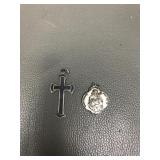 Vintage Sterling Silver Cross & St Anthony Pendant