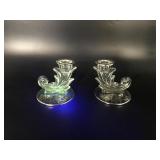 Vtg Maganese Glosing Candle Sticks Set Of 2