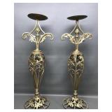 Vtg Style Gold Colored Metal Candle Holders