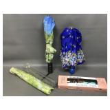 Vintage Umbrellas & Retro Curling Iron In Box