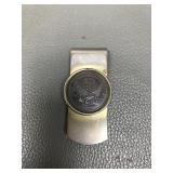 Vintage Money Clip .999 Fine Silver Coin In Center