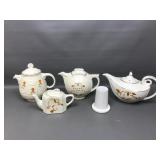 Vtg China Teapot W Autumn Leaf Pattern Set