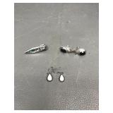 Sterling Silver Earrings & Abalone Hair Clip