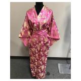 Vintage Style Japanese Kimono Robe Pink Brocade