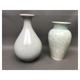 Pale Green English & Unsigned Pottery Vases