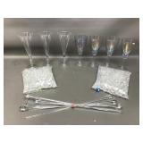 Vtg Lusterware Wine Glasses, Hand Blown Tear Drop