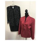 Red/black Textured Blazer From Jones Studio & Mor