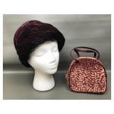 Vtg Velvet Caboodles Bag & Feather Hat