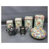Vtg Tin Tea Caddies & More!