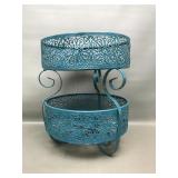 Vtg Repainted Wrought Iron Metal Two Tired Fruit