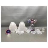 Art Deco Glass Tulip Lamp Shades, Perfume Bottle &