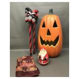 Vtg Plastic Santa Claus Blow Mold Decor & More!