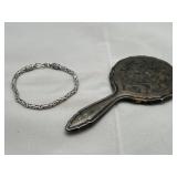 800 Silver Mirror & Sterling Bracelet