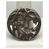 Sterling Silver Heavy Leaf Badge