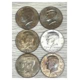 (6) Kennedy Half Dollars 50 Cent Coins