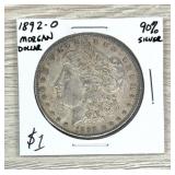 1892-o Morgan Silver Dollar 90% Silver $1 Us Coin