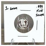 .999 Fine Silver 1 Gram Round Kookaburra Australia