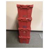 4 Red Heavy Duty Stackable Storage Bins