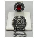 Us Army Air Force Sterling Ring & Rifle Badge