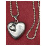 Mexican Silver Heart Fob & Italian Silver Chain