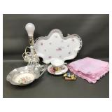 Porcelain Bavarian Platter, Victorian Couple Lamp