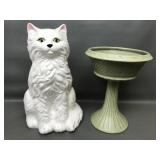 Vtg Ceramic Porcelain Long-haired Cat Figurine &