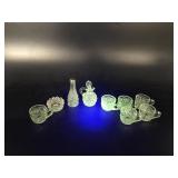 Maganese Glow Salesman Samples Depression Glass