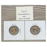 (2) 24k Gold Plated Kruggerand Miniture Replica