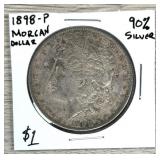 1898-P Morgan Silver Dollar 90% Silver US Coin