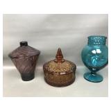 Vtg Colored Glass Apothecary/candy Jars