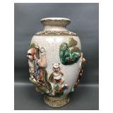 Vintage Japanese Satsuma Earthenware Relief Vase
