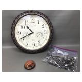 Sterling & Noble Wall Clock, Decorative Hooks &