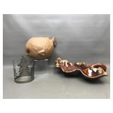 Hull Ceramic Leaf Tray, Freeman Terra Cotta Fish