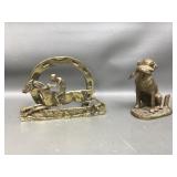 Vtg Brass Horse Racing Napkin Holder & Hunting
