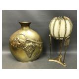Vintage Brass Pillar Candle Holder & Korean Brass