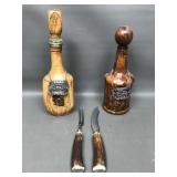 Vintage Italian Leather Decanter Bottles & Carving