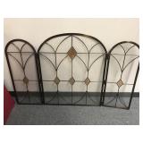 Vtg Decorative Stained Glass Fireplace Screen