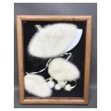 Vintage Framed Real Fur Baby Booties & Hat