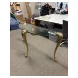Hollywood Regency Style Glass & Brass Half Table