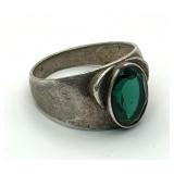 Vintage .925 Sterling Silver Ring Green Stone