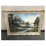 Textured Mountainscape Painting In Frame