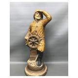 Vtg Nautical Lamp Sea Captain Stone Statue