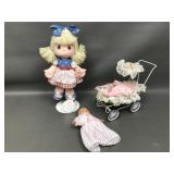 Vtg Precious Moments Doll Of The Mnth July & More!