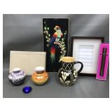 Vtg Mexican Feather Art Parrot, Ceramics & More!