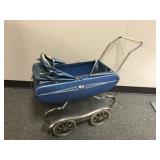 Vtg Light Blue  Baby Carriageand Canopy
