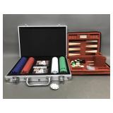 Vtg Backgammon Portable Set & Poker!